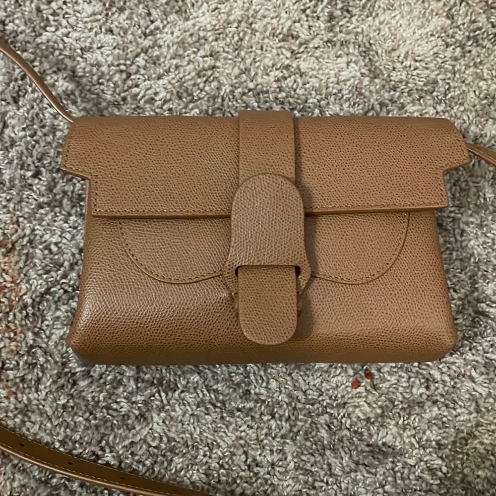 Senreve brown pebbled leather crossbody/belt bag/sling bag/clutch